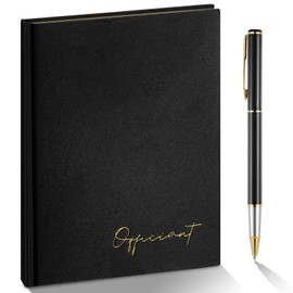 Engrowtic Black Wedding Officiant Book with Black Ink Pen 5.25 x 8.25 Inch Hardcover Journal Notebook with 192 Pages Officiant Gift Pastor Gift for Wedding Ceremony Sermon Minister (Classic)