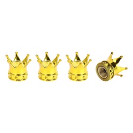 A ABSOPRO Tire Valve Stem Caps 12.8MM Car Wheel Valve Cap ABS Gold Tone Crown Style for Car Bike Motorcycle Truck Anti Crash Tyre Valve Stem Cover Valve Dust Cap Tire Valve Cap 4 Pcs