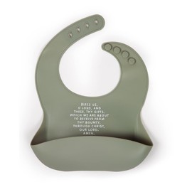 Be A Heart Catholic Baby Babero | Babero ajustable de silicona | Babero de oración para bendición de comidas | Regalo de bautismo (salvia)