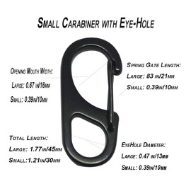 Bytiyar 6 pcs 1.85in/47mm Metal Small Carabiner Clips Snap Hooks with Fixed Eye Spring Clasps Keychain Buckles, Black