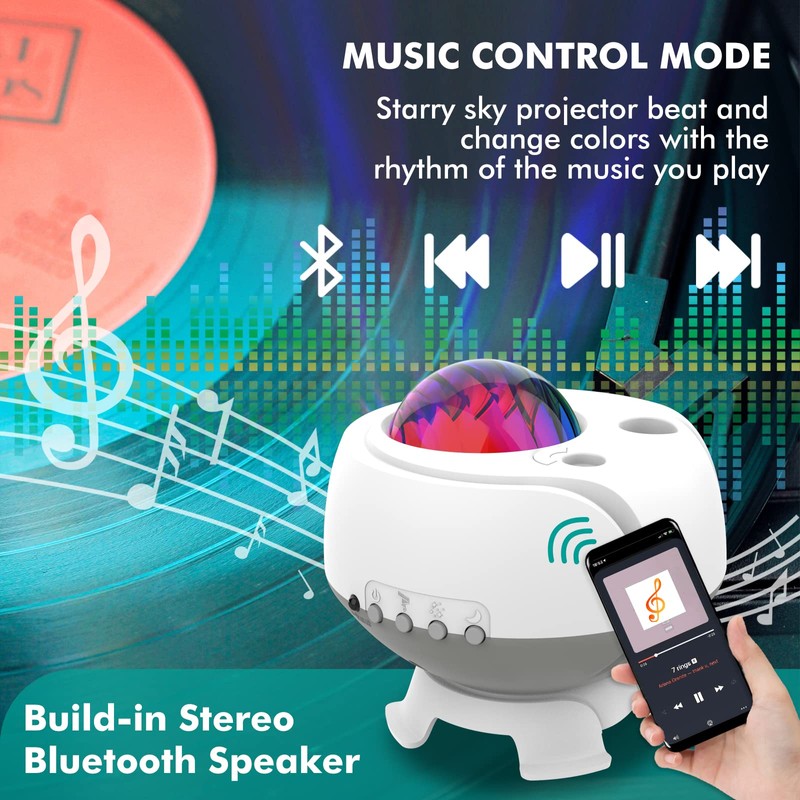 Sternenhimmel LED Projektor Kinder, Lampe Bluetooth Lautsprecher, Zimmer Deko Licht