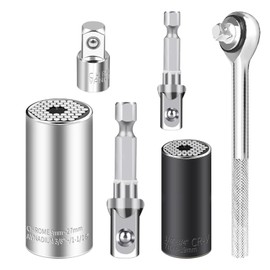 Universal Socket Wrench Set (9-27mm 7-19mm), Christmas Stocking Stuffers for Men Grip Super Socket Set, Multi-function Wrench Repair Tool Kit with 3/8 inch Ratchet Wrench and Power Drill Adapter
