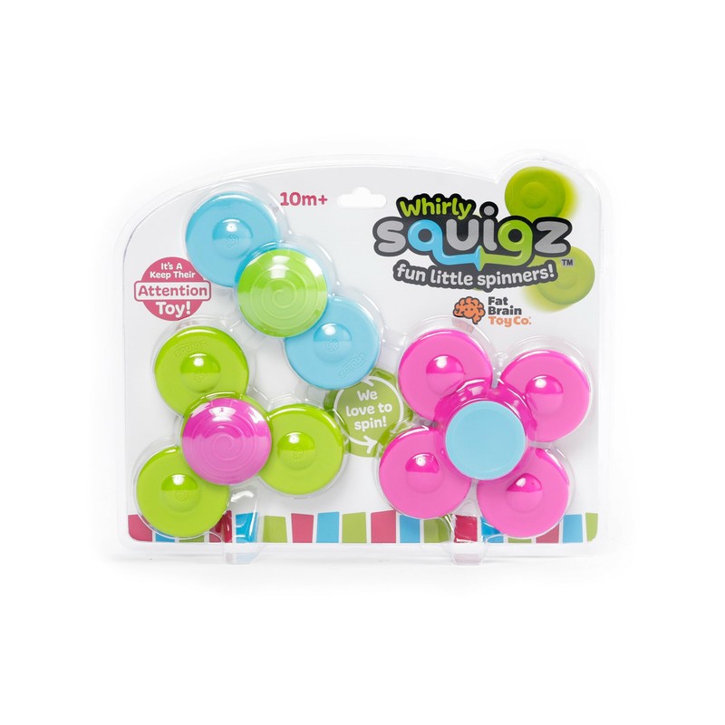 Fat Brain Toys Whirly Squigz, Silicone Spinners and Suction Toys