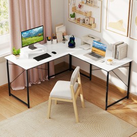 Tangkula L-Shaped Computer Desk with Power Outlets, 95” Long 2-Person Desk with Monitor Shelf, Modern Corner Desk Gaming Table with USB Ports for Home Office