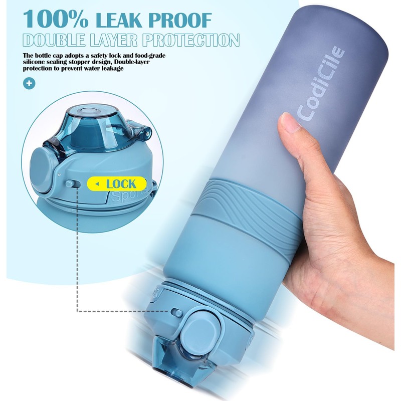 CodiCile Water Bottle, BPA Free 1l Water Bottle Leak Proof