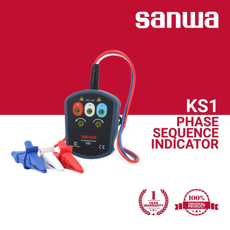 sanwa KS1 (Box) Three-Phase AC Contact Phase Detection