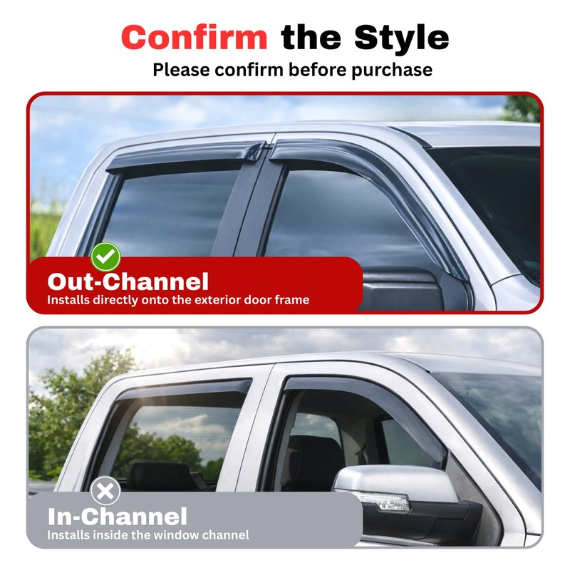 KPY Rain Guards Fit for 2003-2007 Honda Accord Coupe, Out-Channel