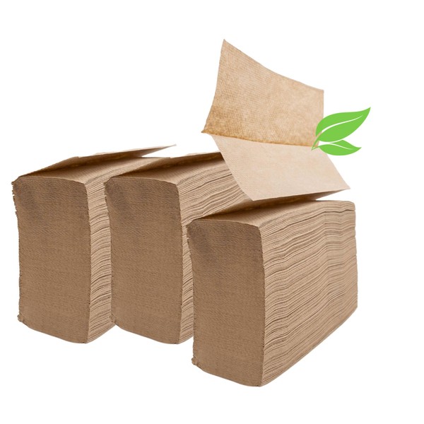 Brown Unbleached Z-Fold Paper Towels - 1000ct - 100% Post-Consumer Waste Multifold Paper Towels Bulk - All-Natural Recycled Multifold Paper Towel Refills - For Schools, Workplace, Home, Kitchen