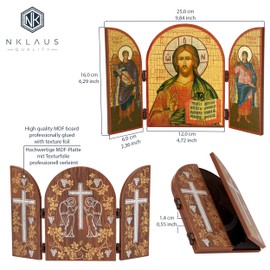 NKlaus Jesus Christ Icon Triptych Wood 25 x 16 cm Christian 13798