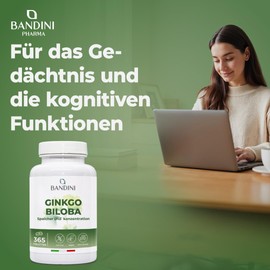 Bandini Ginkgo Biloba 6000 mg, 365 Tablets, 50:1 Extract, High Dose