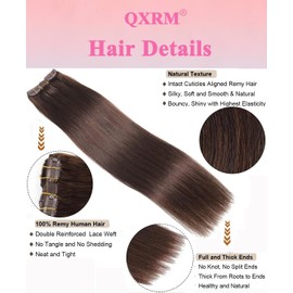 Clip in Hair Extensions Real Human Hair Straight Real Remy Human Hair 8pcs 100g Double Weft Remy Real Human Hair Clip in Extensions (#4 Medium Brown, 18 Inch)