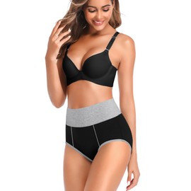 OLIKEME High Waisted Underwear for Women Tummy Control Cotton Plus Size Packs Ladies Panties Briefs 3XL