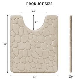 YIHOUSE Memory Foam Bath Mat Cobblestone Bathroom Rug Non Slip Washable Bathroom Mats Super Absorbent Bathroom Floor Mats(20"x24",Beige)