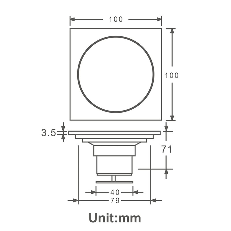 Square Shower Drain for Bathroom Tile Insert with Removable Quadrato
