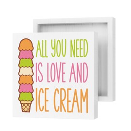 Summer Decor Summer Gifts Wood Box Signs Summertime Ice Cream Decor Summer Decorations for Home Desk Decor for Women Men Wooden Box Signs for Table Office Home Farmhouse Restaurant Coffee Bar