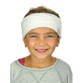C.C Children's Kids' Winter Warm Cable Knit Fuzzy Lined Ear Warmer Headband Ivory