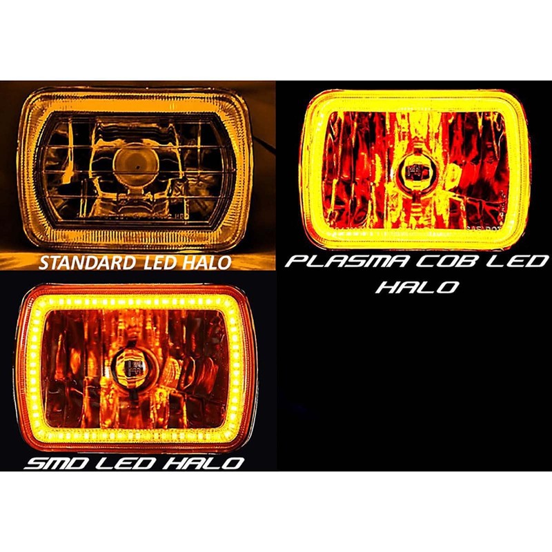 Octane Lighting 7X6 Inch Amber SMD LED Glass/Metal Headlight Halogen