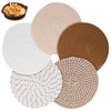 OUZHOU Round Woven Placemats Set of 5,Drink Coasters Heat Resistant