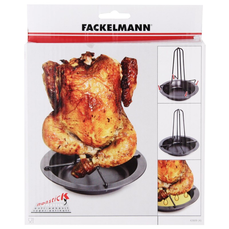Fackelmann Chicken Roaster, with Bowl, Vertical Holder with Drip Pan,