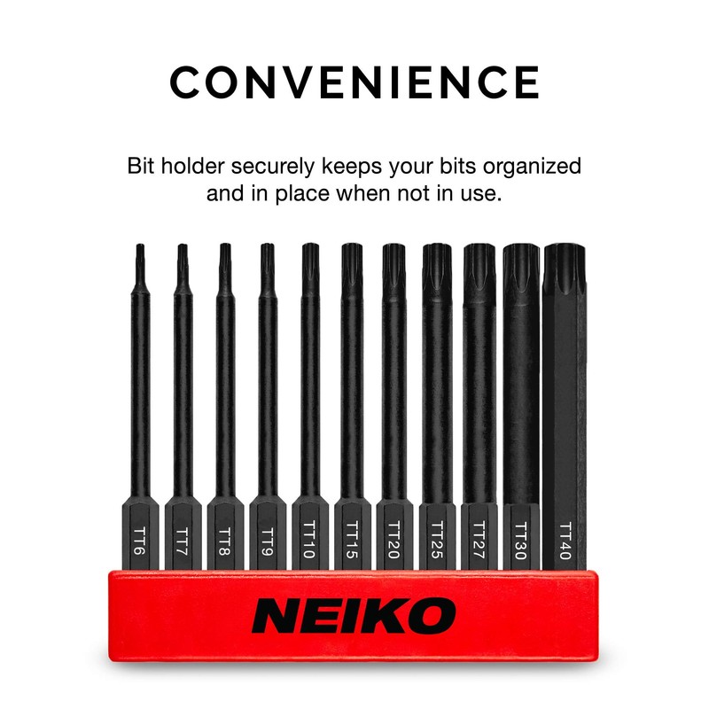 NEIKO 01149A Torx Head Drill Bit Set, 11-Piece Sizes TT6