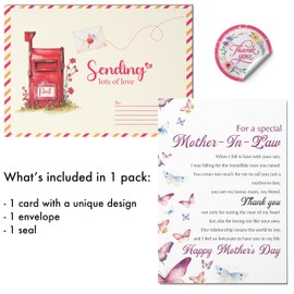 BlinkBlink Mothers Day Card for Mother In Law, Mother In Law Mother's Day Card with Envelope and Seal, Mothers Day Card from Son and Daughter In Law