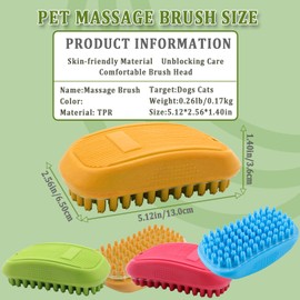 Taeku Dog Bath Brush, Rubber Shampoo Grooming Pet Brush Soft Shedding Bathing Hair Accessories Back Massage Cat Brush for Long Short Fur (Orange)