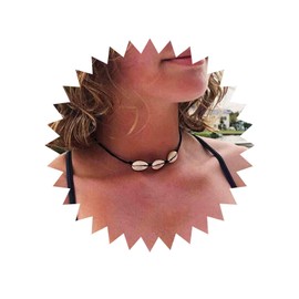 Allereya Boho Shell Choker Necklace Vintage Layered Leather Necklace Black Choker Necklace Personlized Velvet Necklace Chain Jewelry for Women and Girls Surf Gifts (Triple)