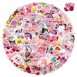 AUCEKO Kirby Games Sticker Set Waterproof Vinyl Stickers for Laptop Children Cars Motorcycle Bicycle Skateboard Luggage Suitcase Computer Cartoon Sticker Graffiti Decal Pack of 100