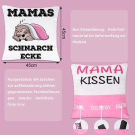 Merclix Geschenke für Mama zum Geburtstag Kissenbezug 45x45 mit 3 Tasche Geschenk für Mama Weihnachten Mama Geschenk Lustig Mutter Geschenk Mutter Geburtstagsgeschenk für Mama