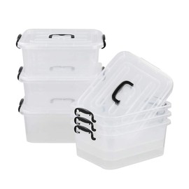 Waikhomes Set of 6 Storage Plastic Boxes Set, 8 L Clear Storage Boxes with Lids