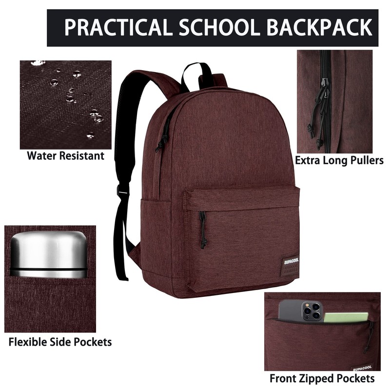 SUPACOOL Lightweight Casual Laptop Backpack with USB Charging Port For