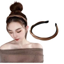 Headband - Faux Leather Headband Cross Twisted Braided Rope Style No Pain (Mocha, One Size Fits All)