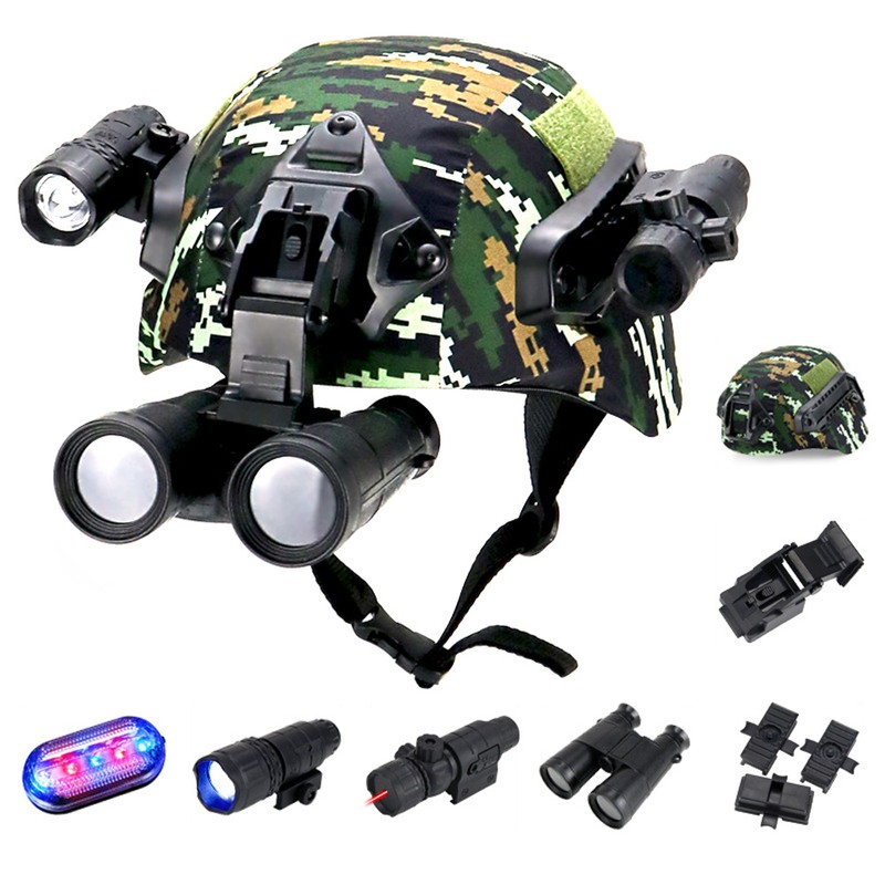 Airsoft Paintball Fast Helmet with Flashlight Telescope Strobe Light for