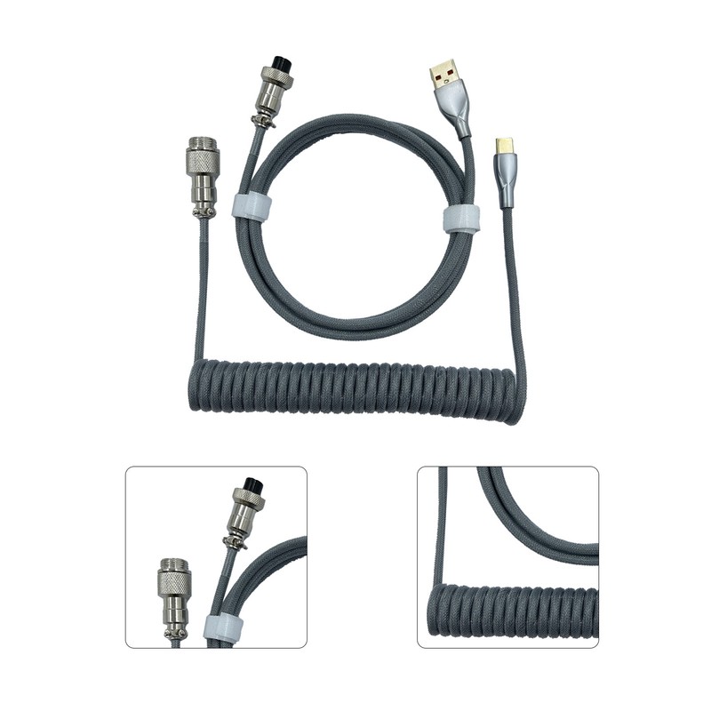 Gaming Keyboard Cable Professional Retractable Sturdy Connector Coiled Keyboard Cable