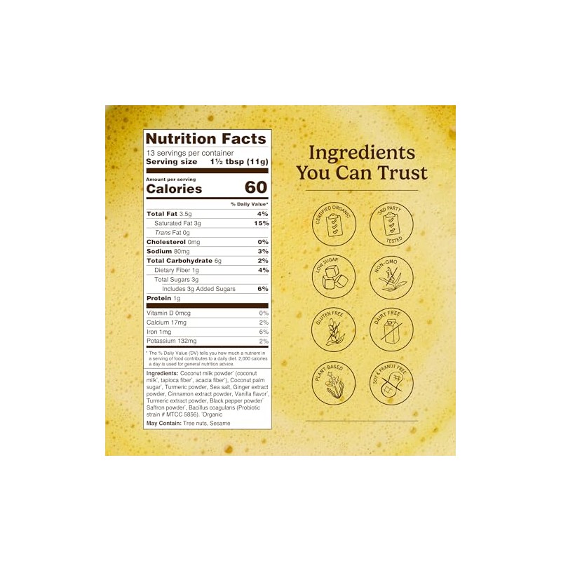 Organic Traditions Latte cúrcuma con probióticos y azafrán 5 3