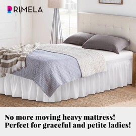 RIMELA White Bed Skirt Queen Size 15" Drop, Elastic Bedskirt for Box Spring & Adjustable Bed, Soft and Solid Fabric, Easy to Install Machine Washable Wrinkle & Fade Resistant, Warm White Dust Ruffle