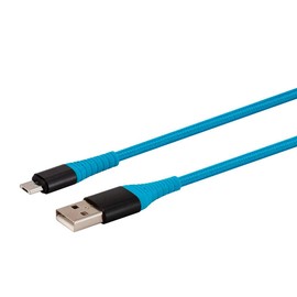 Monoprice USB 2.0 Micro B to Type-A Charge & Sync Cable - Kevlar/Nylon-Braid, 6 Feet, Blue - AtlasFlex Series