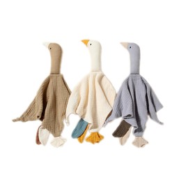 FOMAISELF Baby Loveys Security Blankets Cotton Muslin Soft Lovie Cuddly Lovies for Infants Unisex Boy Girls, Cuddle Goose Khaki