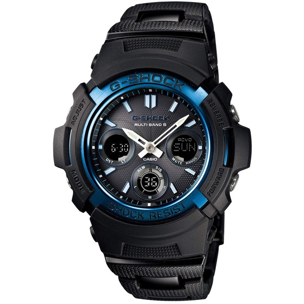 Casio AWG-M100 Series G-Shock Radio Solar Wristwatch, black/blue, Composite Band