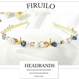 Firuilo Starfish Headband Bling Rhinestones Pearl Head Bands Glitter Crystal Bride Wedding Party Hair Accessories for Women and (Type C)