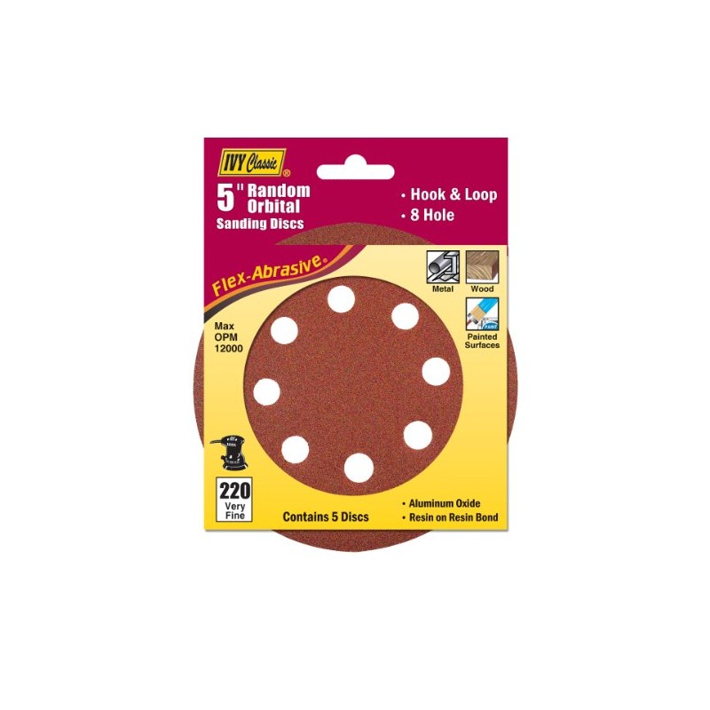 IVY Classic 42374 Flex-Abrasive 5-Inch - 8-Hole 220 Grit Extra