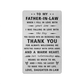 Yobent Father In Law Gifts from Daughter In Law, Father of The Groom Card, Unique Wedding Day to My Dad In Law from Bride, Thank You Father-In-Law Birthday Present, Father's Day