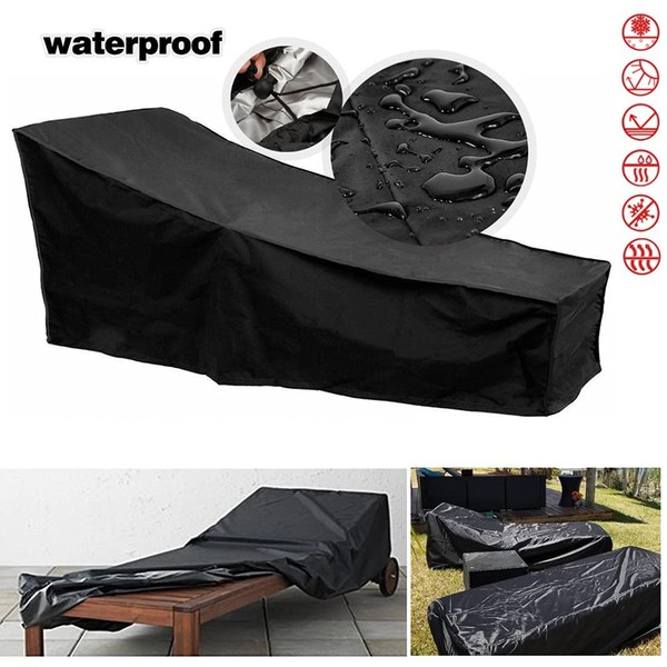 The Fellie Sun Lounger Covers Waterproof, Sunbed Cover Windproof, Covers for Sun Loungers Ratten Garden Furniture Anti-UV Heavy Duty 210 x 75 x 80-40cm