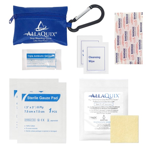 Stop Bleeding Quick Kit - First-aid with AllaQuix Stop Bleeding Gauze (Blood clotting Bandage) (Basic)