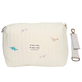 Diaper Bag Organizing Pouch,Large Capacity Stroller Diaper Storage Bag ,Exquisite Embroidery Cotton Portable Zippered Travel Daily Storage Bag (Dinosaur)