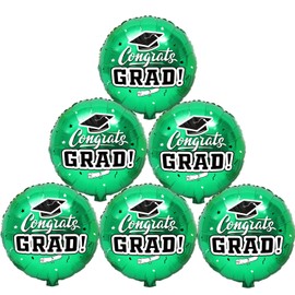 Class of 2025 Graduation Party Balloons，6PCS 18inch Congrats Grad Balloons Foil 4 Colors for Graduation Party Decoration Memorable Grad Celebrations (Green)
