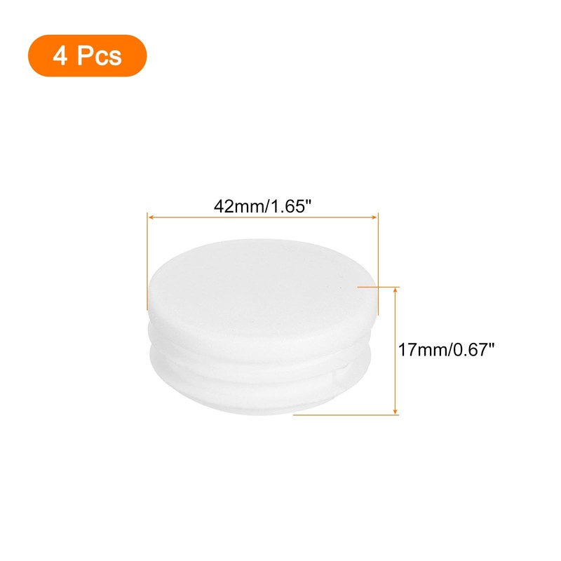 sourcing map 1-5/8"(42mm) Round Plastic Plug, 4 Pcs White Pipe