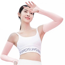 Novdom Women's Arm Cover, UV Protection, Sunburn, Arm Cover, Cooling, Antibacterial and Odor Resistant, Vaporization Cooling Effect at -5 °C, Keeps You Cool, UPF 50+, Sweat Absorbent, Quick Drying, UV Protection, Golf Arm Cover, Unisex, Sakura pink