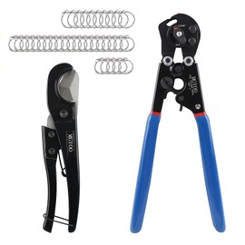 MGYOO Pex Crimping Tool Kit Cinch and Remove Dual-Function Pex Crimp Tool 3/8" to 1" Pex Crimper with Pex Cutter and 35pcs 1/2" 3/4" Stainless Steel Pex Clamps