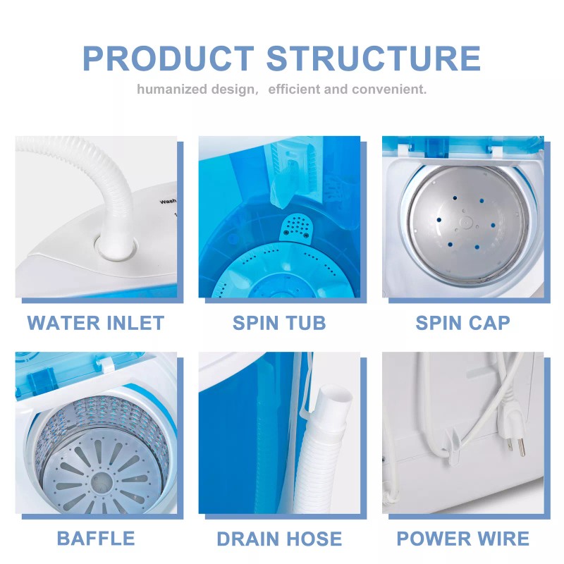 Segawe Portable Compact Lightweight Washer Twin Tub Laundry Washing Machine